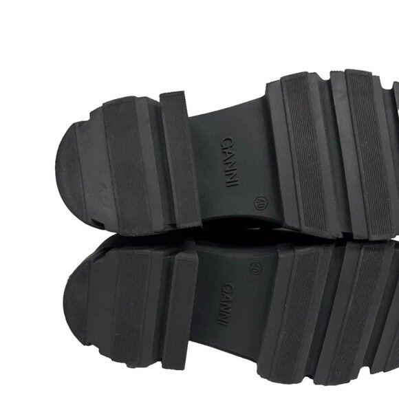 New! GANNI Leather Knee High Tubular Platform Boot Black Size 10 US 40 EU DD393A - Picture 8 of 8